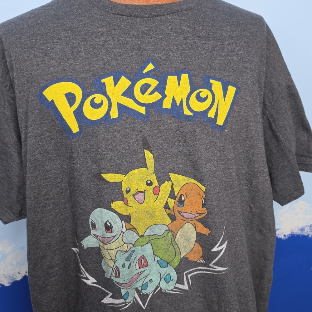 Pokemon Short Sleeve Graphic Tee T-Shirt Pikachu Bulbasaur Size 2XL, Retro, Y2K